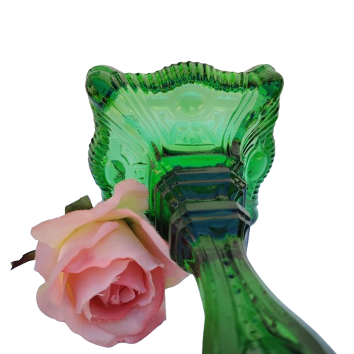 Vintage Pressed Glass Green Large Candlestick