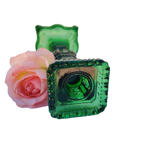 Vintage Pressed Glass Green Large Candlestick