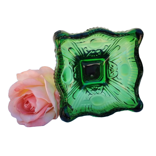 Vintage Pressed Glass Green Large Candlestick