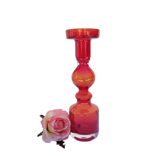 Large Red Art Glass Candle Holder