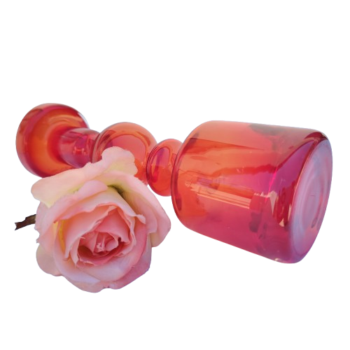 Large Red Art Glass Candle Holder