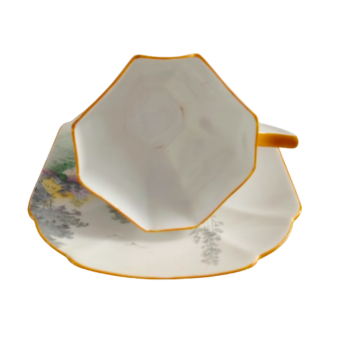 Shelley Fine Bone China Green Queen Anne Duo