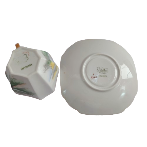 Shelley Fine Bone China Green Queen Anne Duo