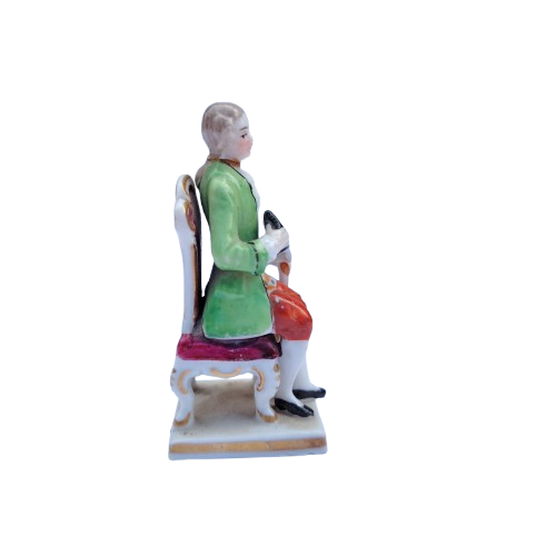 Antique Capodimonte Miniature Seated Gent Figurine Crown N Marked Italy