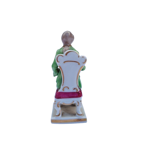 Antique Capodimonte Miniature Seated Gent Figurine Crown N Marked Italy