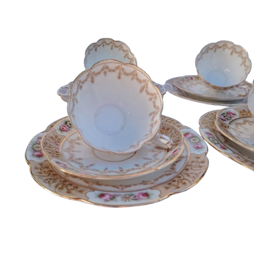 Antique Fine Bone China Set of 6 Trio's