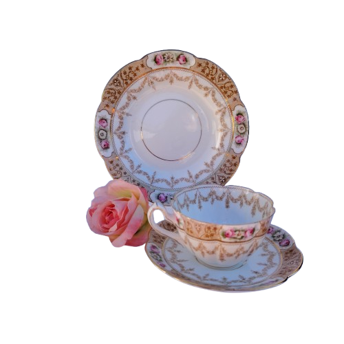 Antique Fine Bone China Set of 6 Trio's