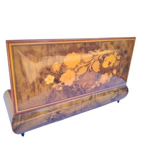 Inlaid wooden vintage Italian Sorrento musical jewelry box