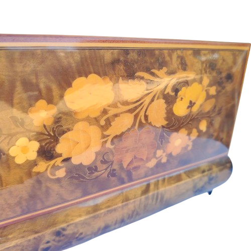 Inlaid wooden vintage Italian Sorrento musical jewelry box