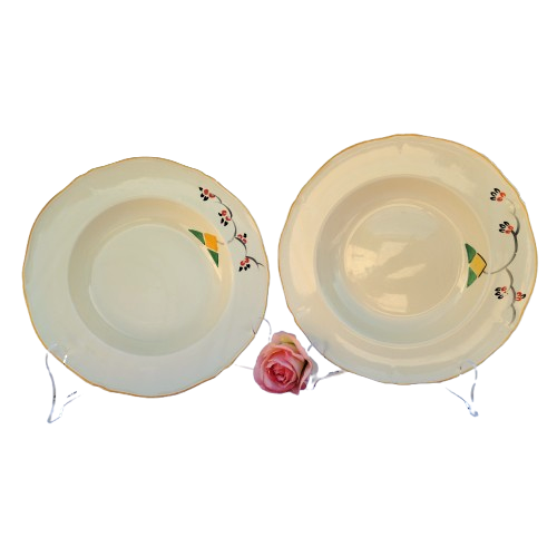 Art Deco orange yellow and green Geometric Bowls