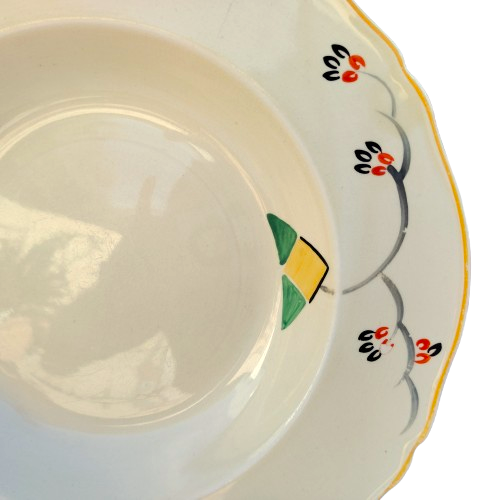 Art Deco orange yellow and green Geometric Bowls