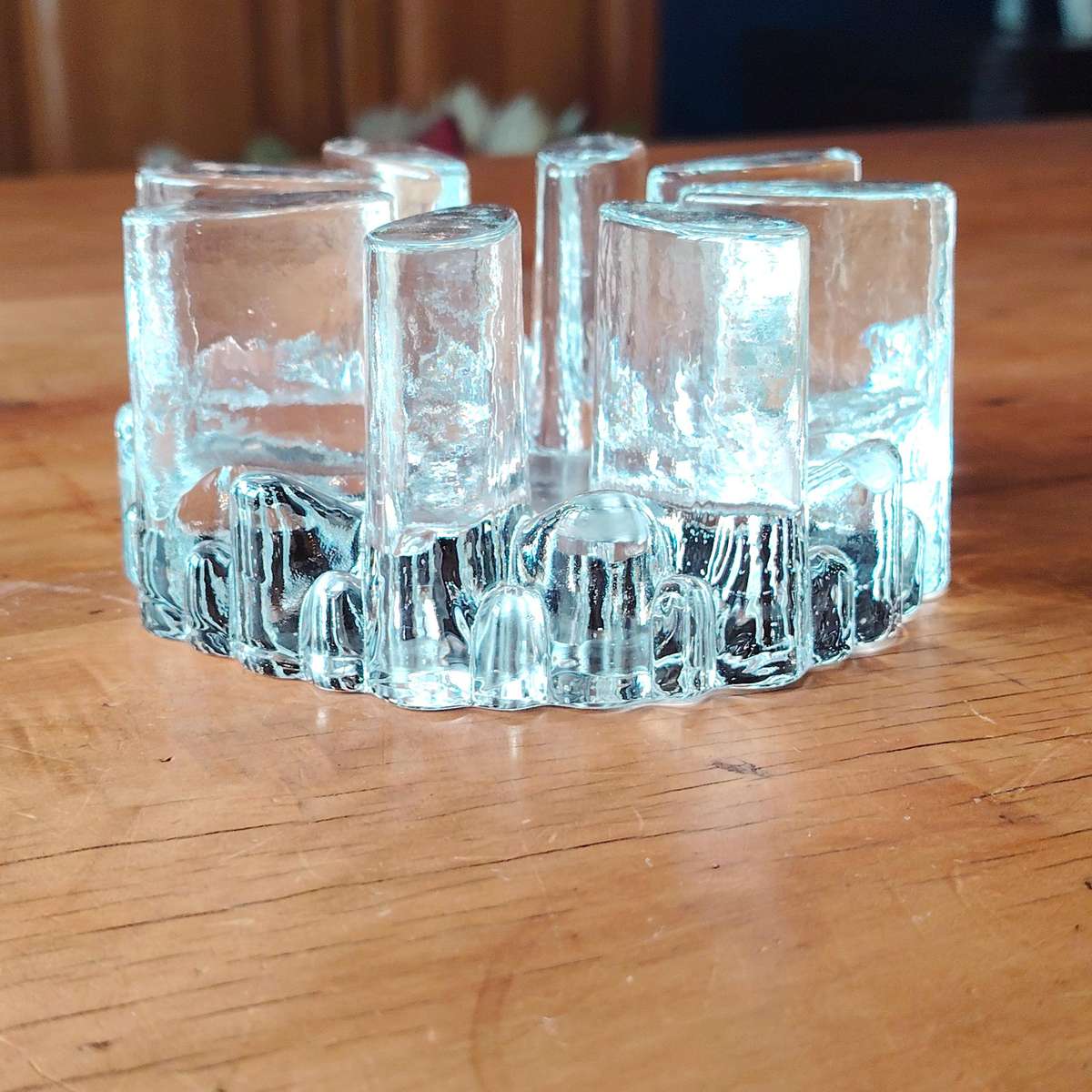 Vitria Ice Glass Plate T-Pot Trivet warmer with candle