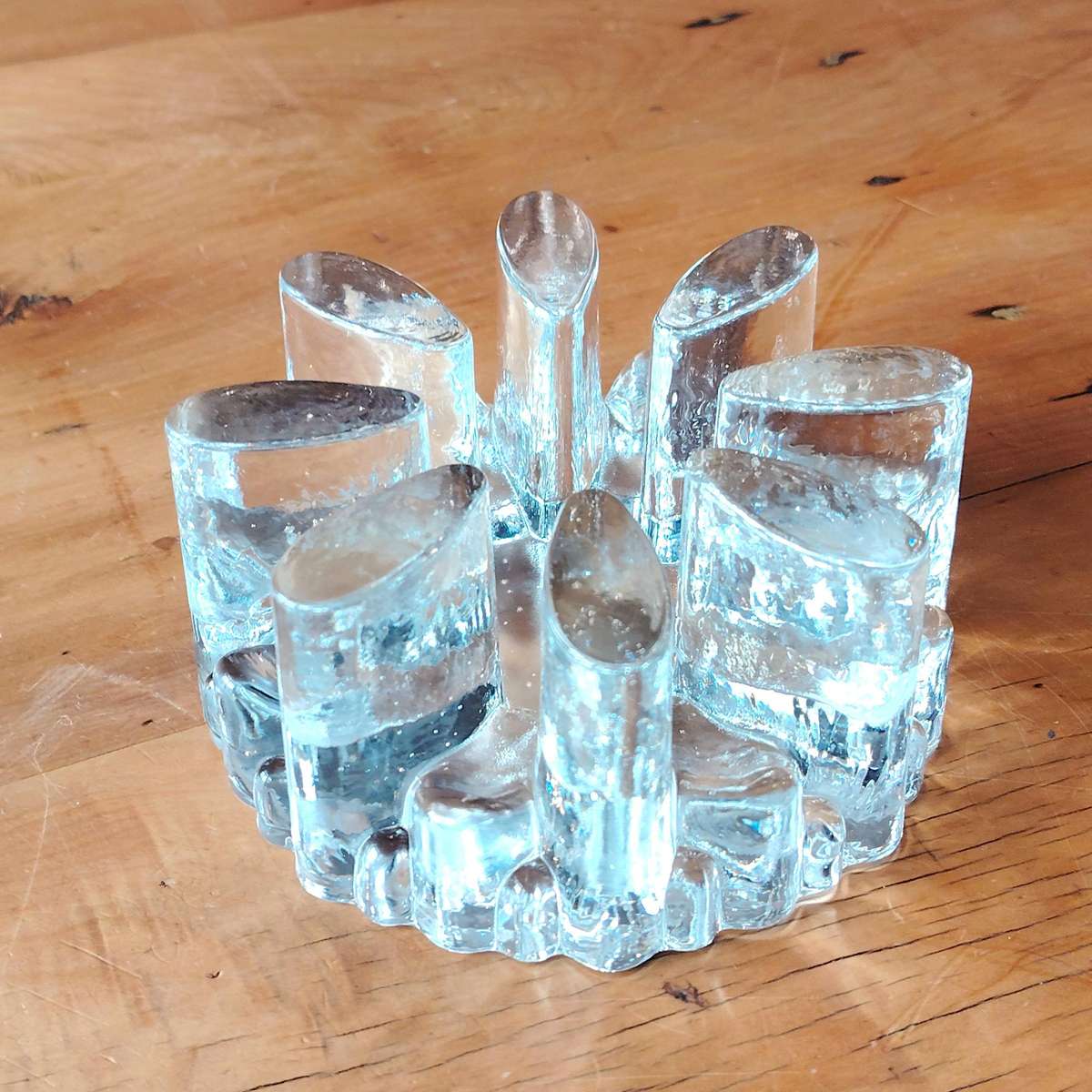 Vitria Ice Glass Plate T-Pot Trivet warmer with candle