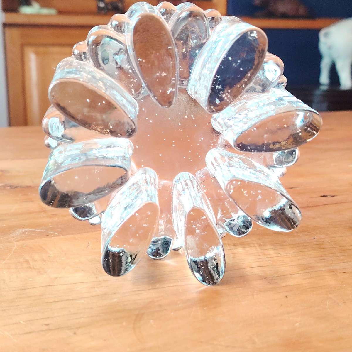 Vitria Ice Glass Plate T-Pot Trivet warmer with candle