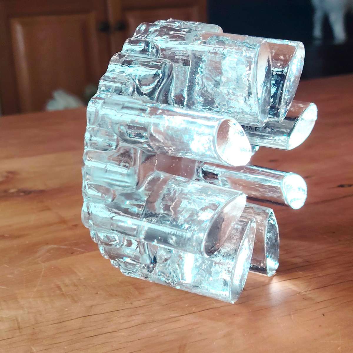 Vitria Ice Glass Plate T-Pot Trivet warmer with candle