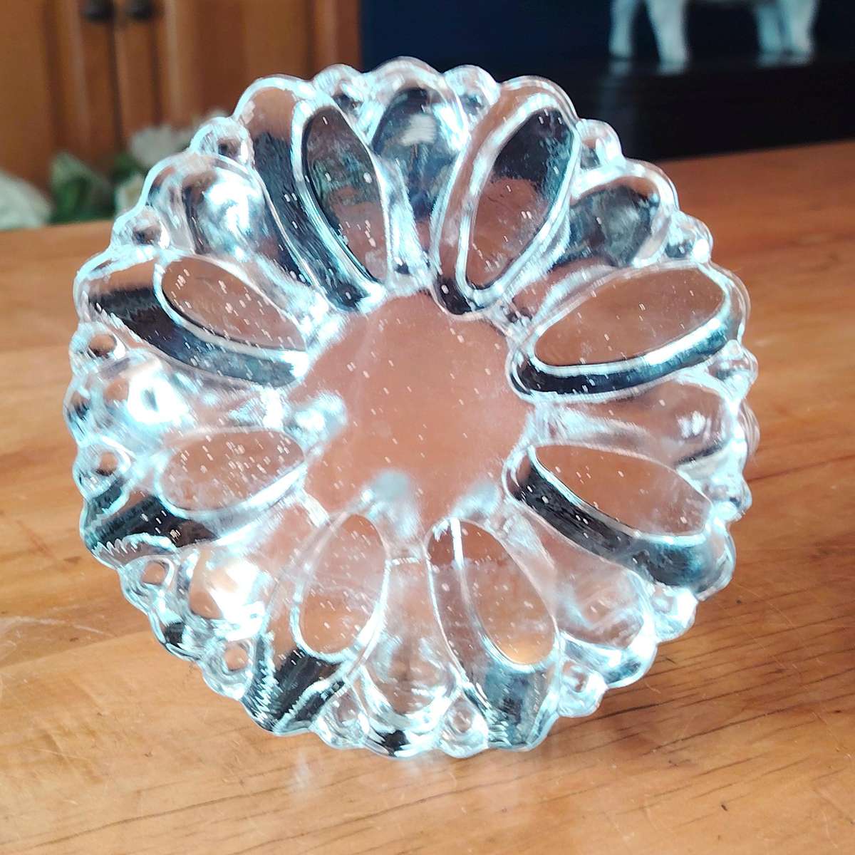 Vitria Ice Glass Plate T-Pot Trivet warmer with candle