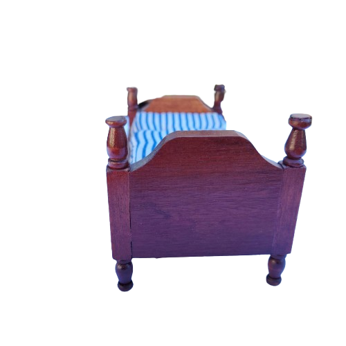 Original vintage wooden doll furniture bed with mattress