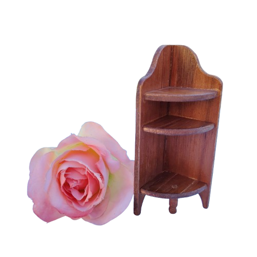 Original vintage wooden doll furniture corner cupboard