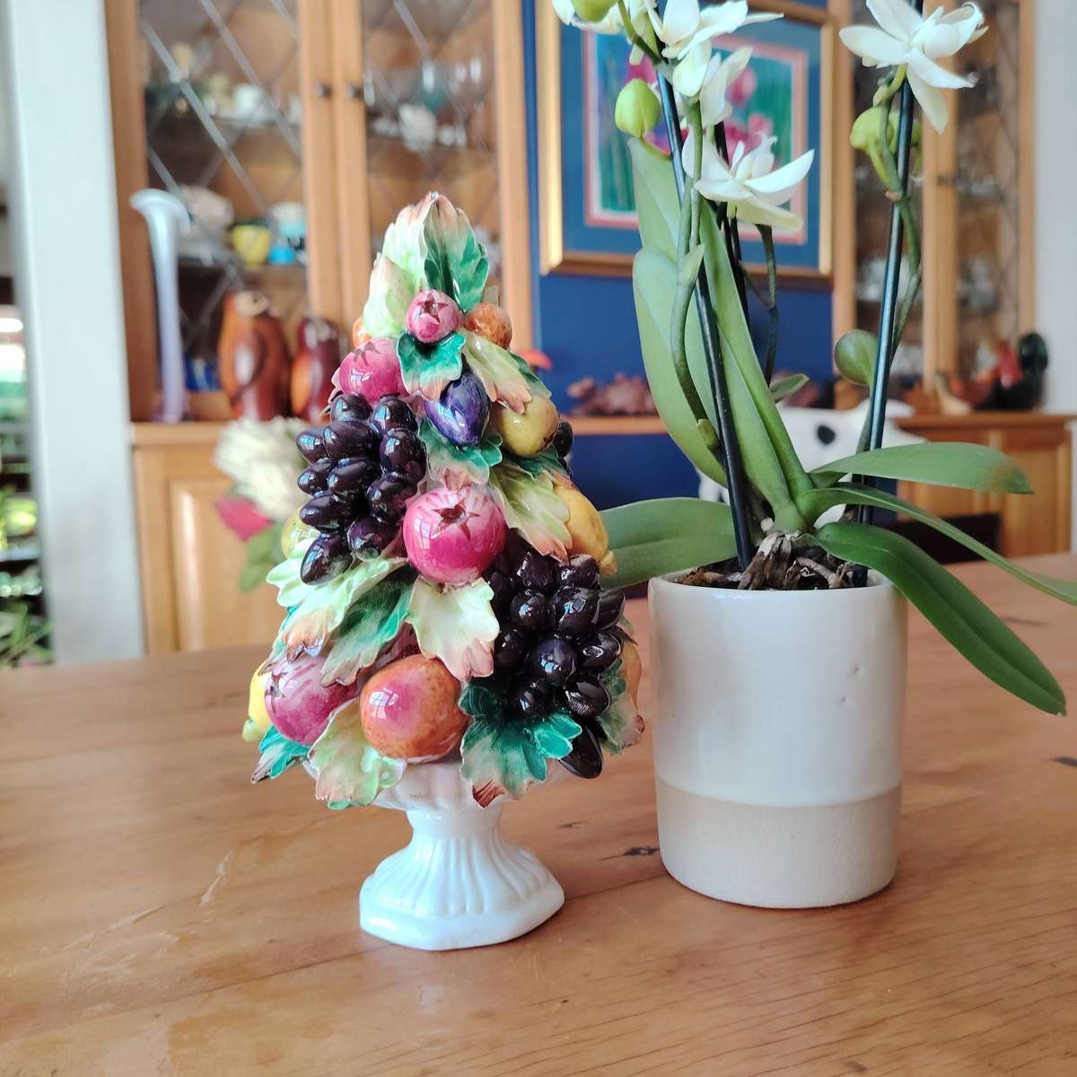 Capodimonte ITALY Porcelain Sculpture Fruit Topiary Tree