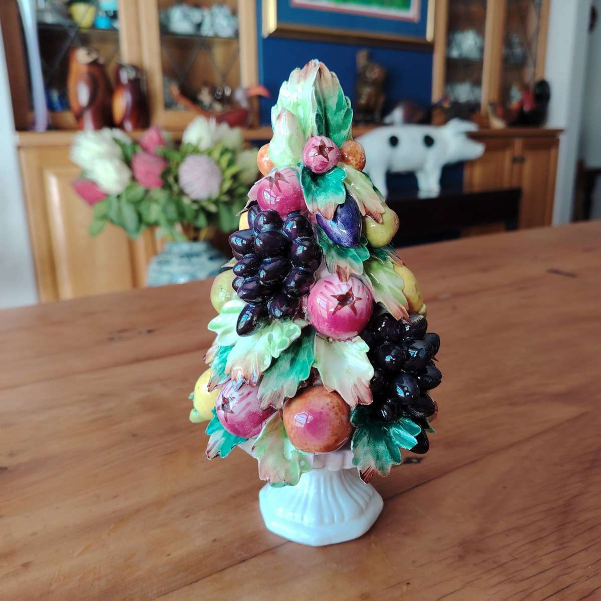 Capodimonte ITALY Porcelain Sculpture Fruit Topiary Tree