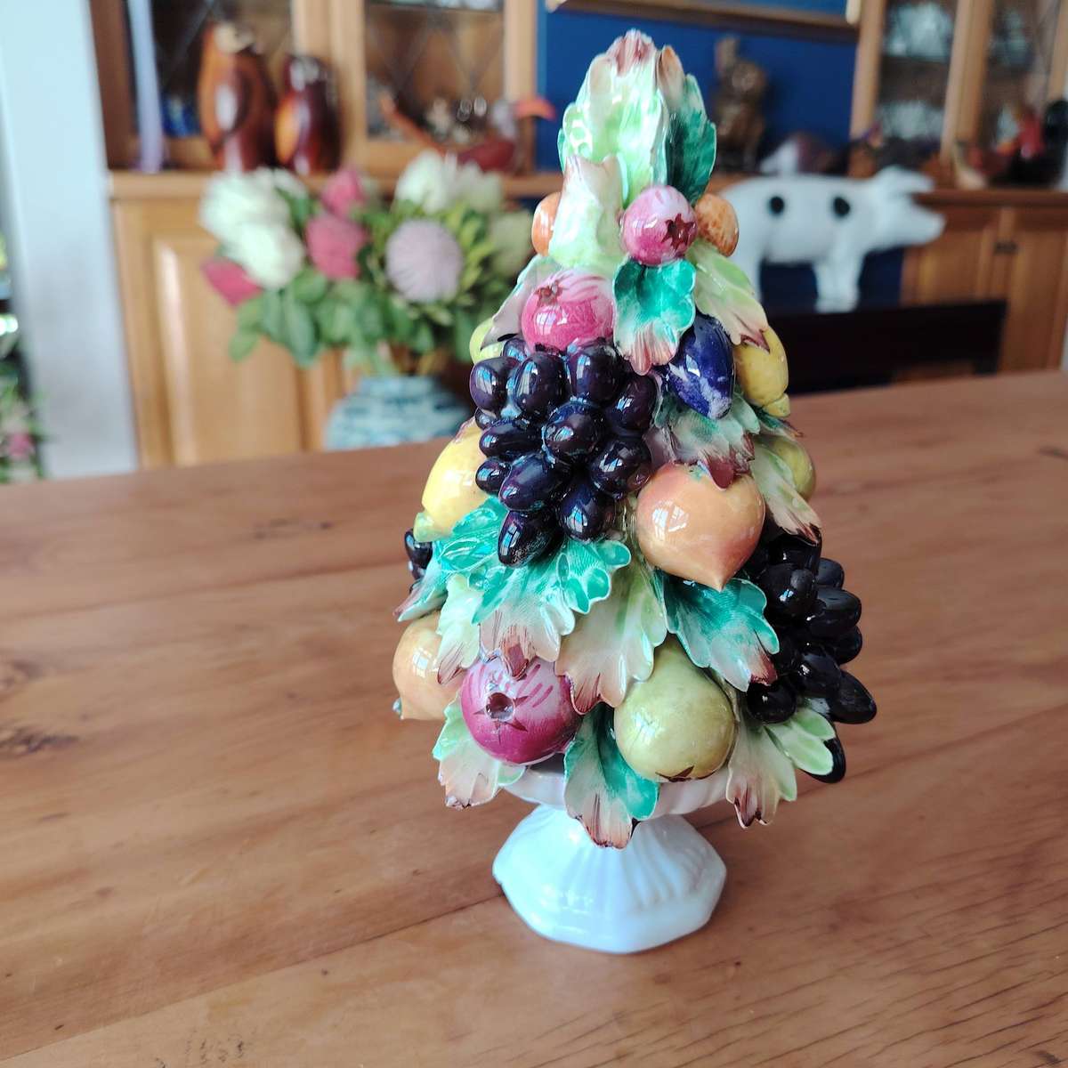 Capodimonte ITALY Porcelain Sculpture Fruit Topiary Tree