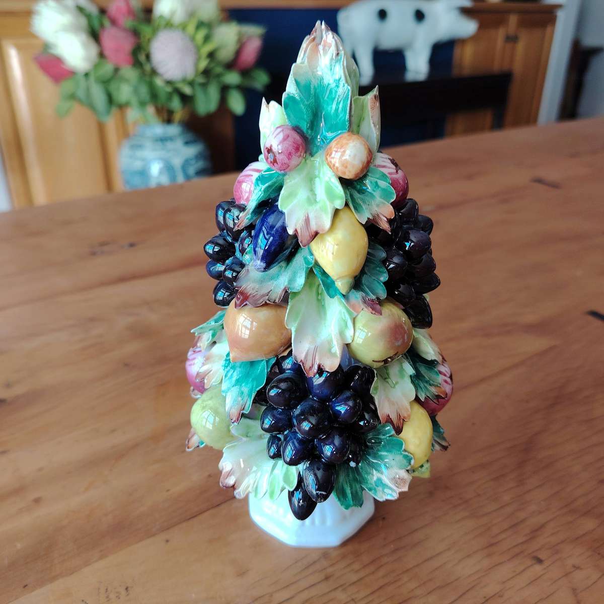 Capodimonte ITALY Porcelain Sculpture Fruit Topiary Tree