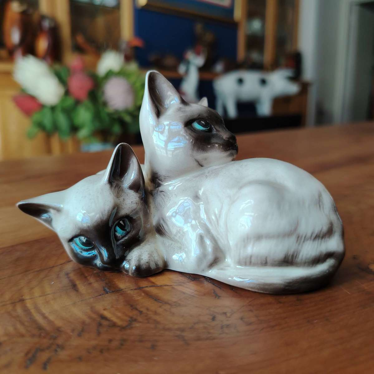 Siameses Beswick Seal Point Cats Kittens 1296