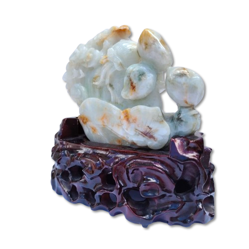 Chinese God of Longevity (Shou Xing) hand-carved jade figure