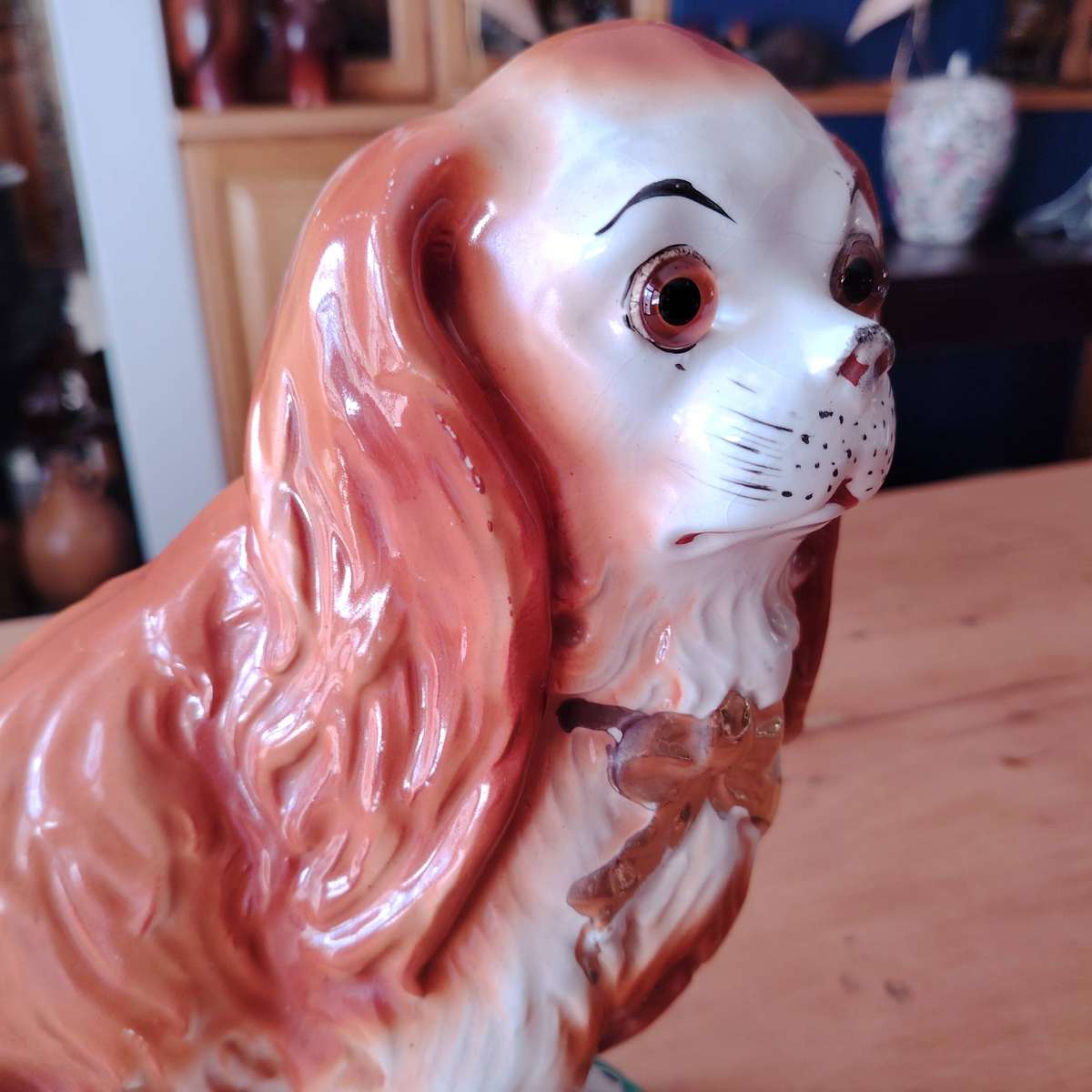 Large Staffordshire King Charles Spaniel Dog Figurine Ceramic