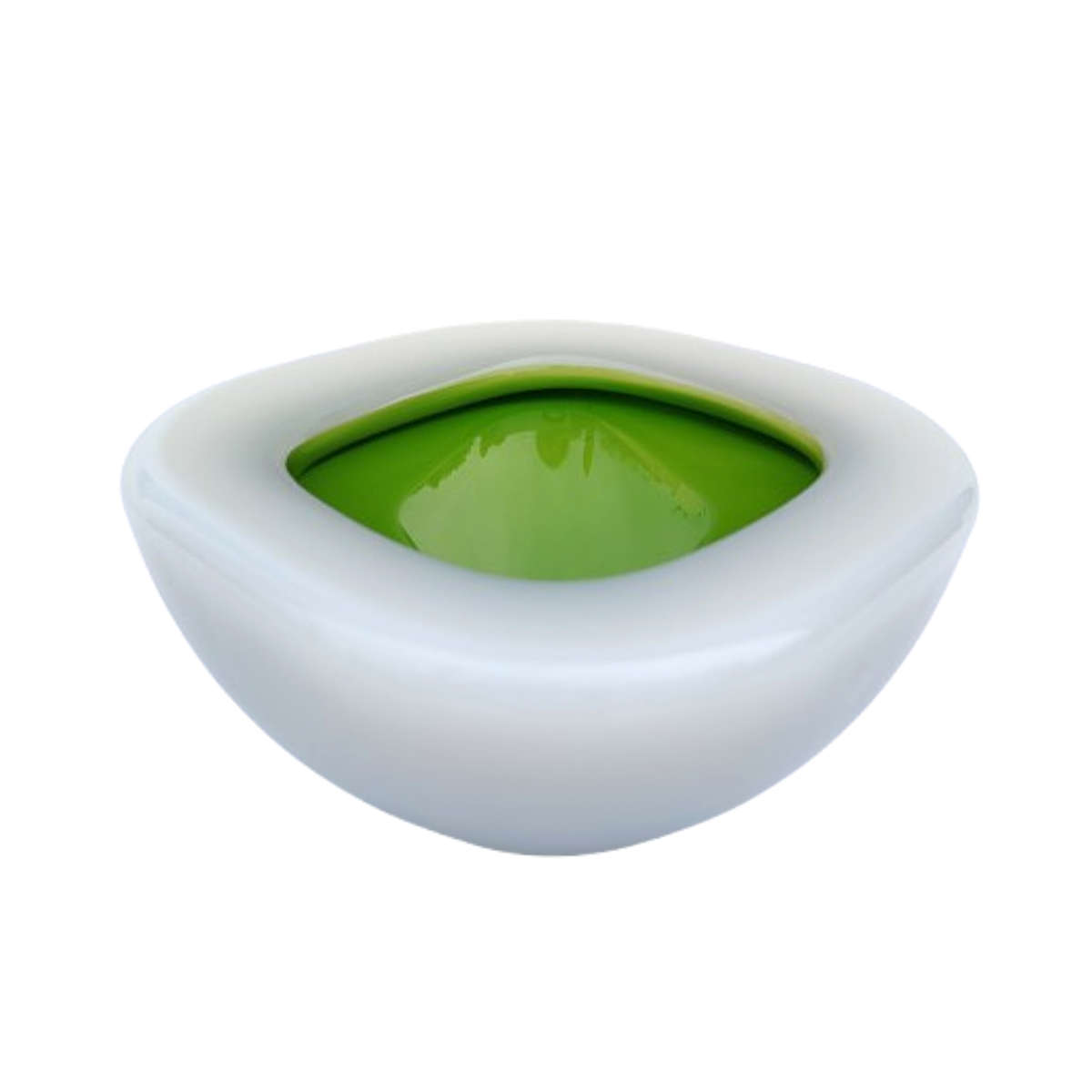 Murano Incamiciato art glass Milk White with bright Green