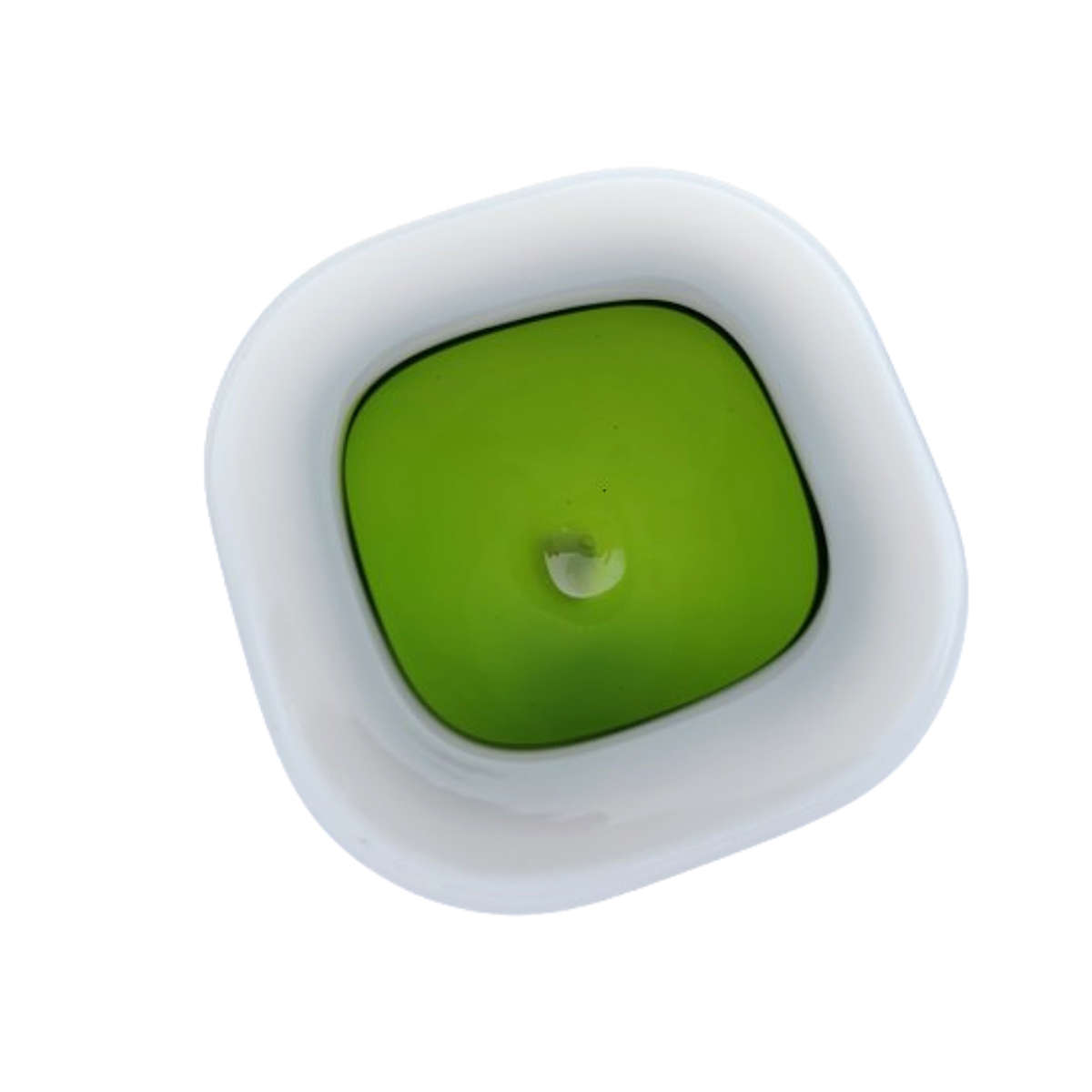 Murano Incamiciato art glass Milk White with bright Green