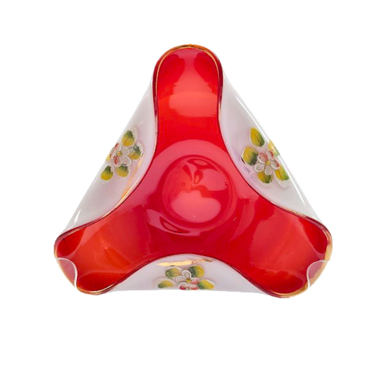 Nasco Venetian Triangle Shape Cased White over Red Bowl