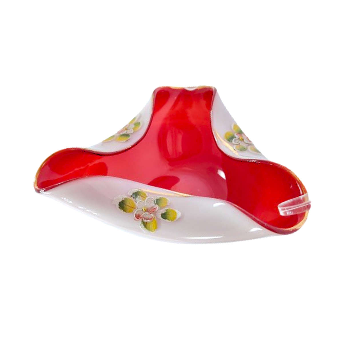 Nasco Venetian Triangle Shape Cased White over Red Bowl