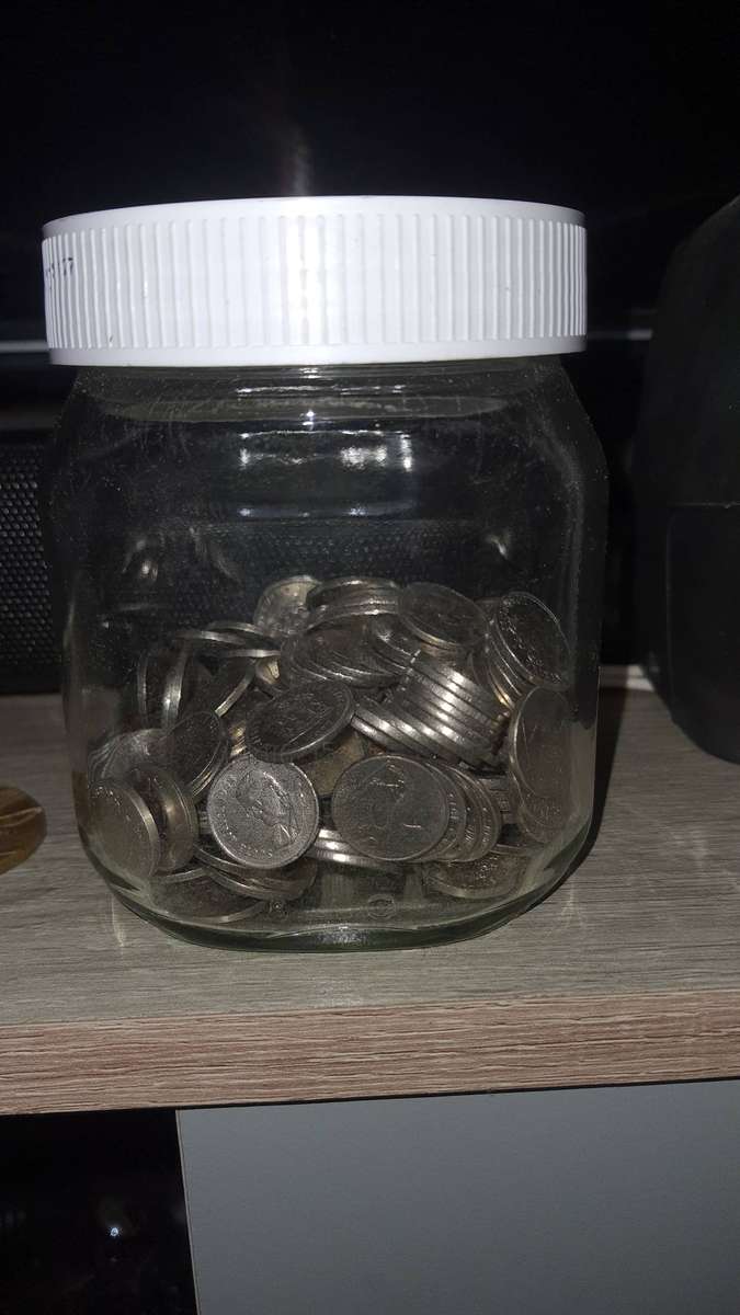 Small jar Old South African coins