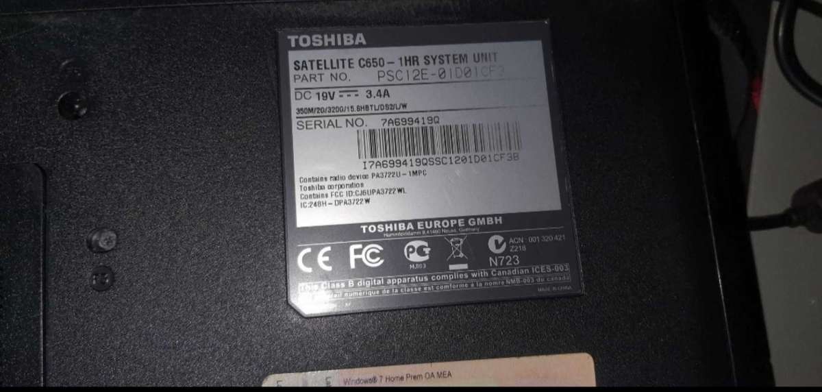 Toshiba laptop As spares