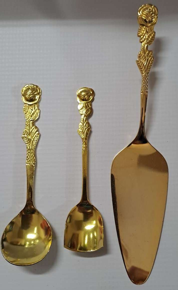 Kaffeebesteck 15-Piece Vergoldet Teaspoons & Cake forks. Germany Rose Pattern