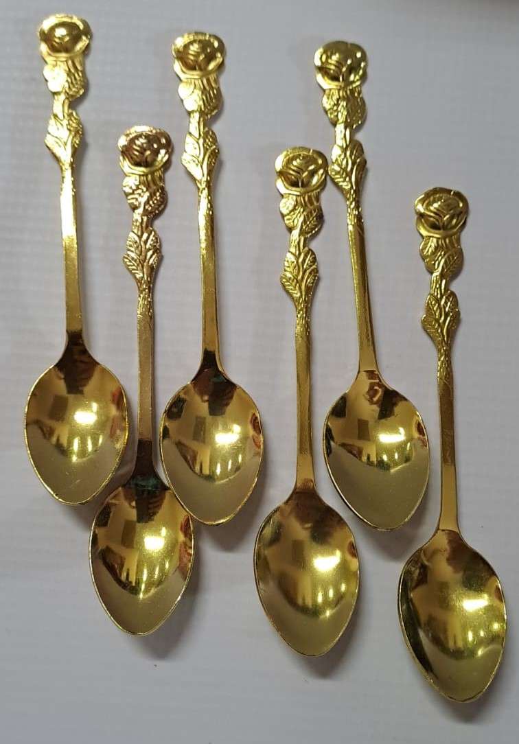 Kaffeebesteck 15-Piece Vergoldet Teaspoons & Cake forks. Germany Rose Pattern