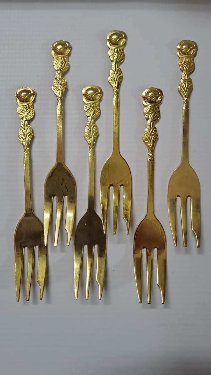 Kaffeebesteck 15-Piece Vergoldet Teaspoons & Cake forks. Germany Rose Pattern
