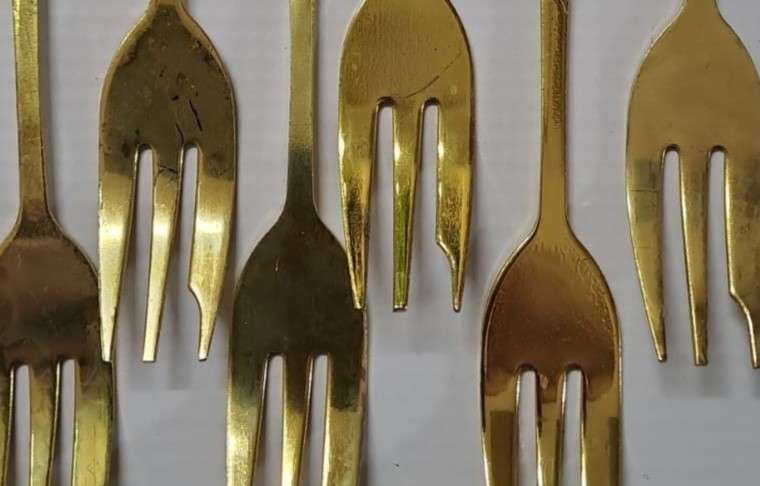Kaffeebesteck 15-Piece Vergoldet Teaspoons & Cake forks. Germany Rose Pattern