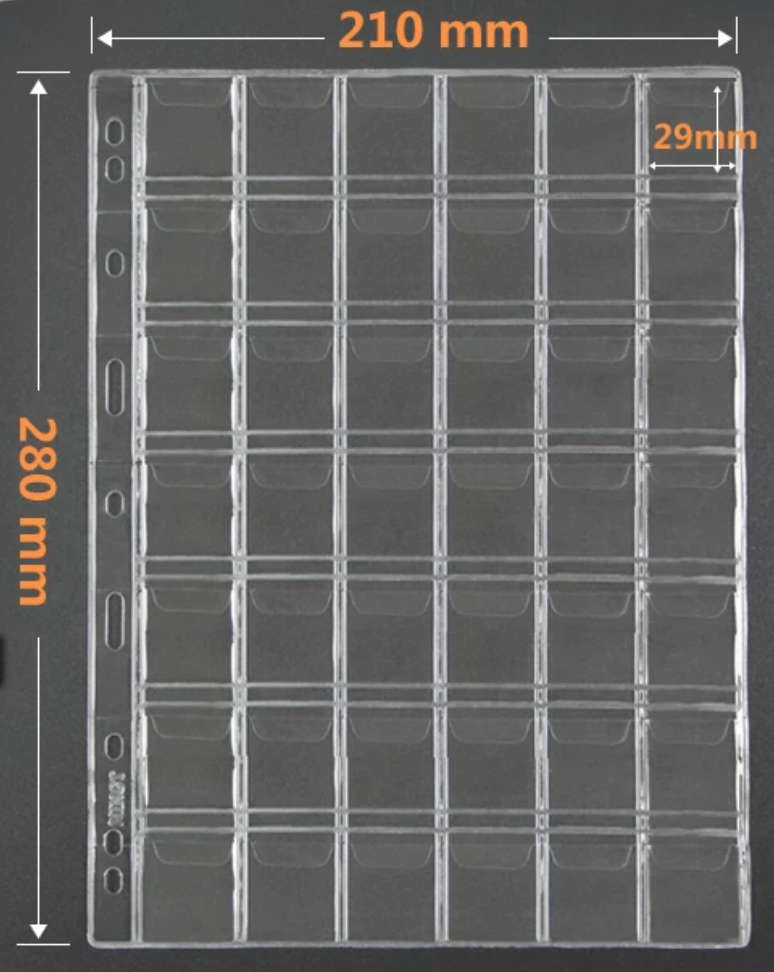 10pca A4 Nine Holes, Coin Album Page. 42 Pocket.