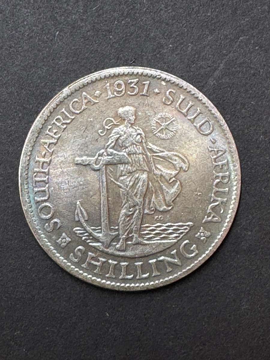 1931 South African Union 1 Shilling, Silver Plated Brass. Replica!!!