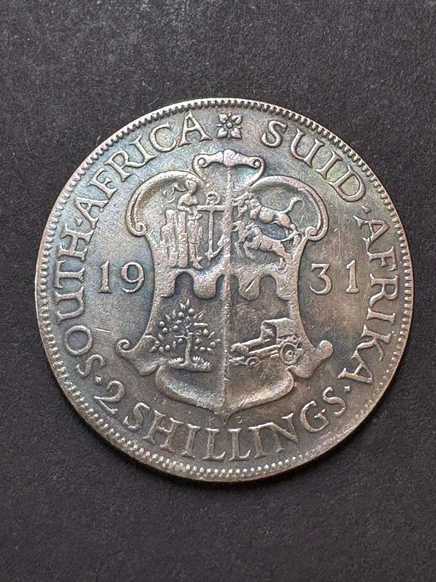 1931 South African Union 2 Shillings, Silver Plated Brass. Replica!!!
