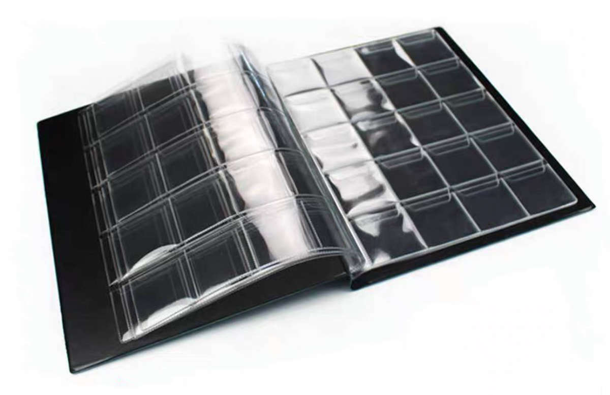200 LARGE POCKET-STYLE COIN ALBUM. (Pocket 43mm x 42mm)