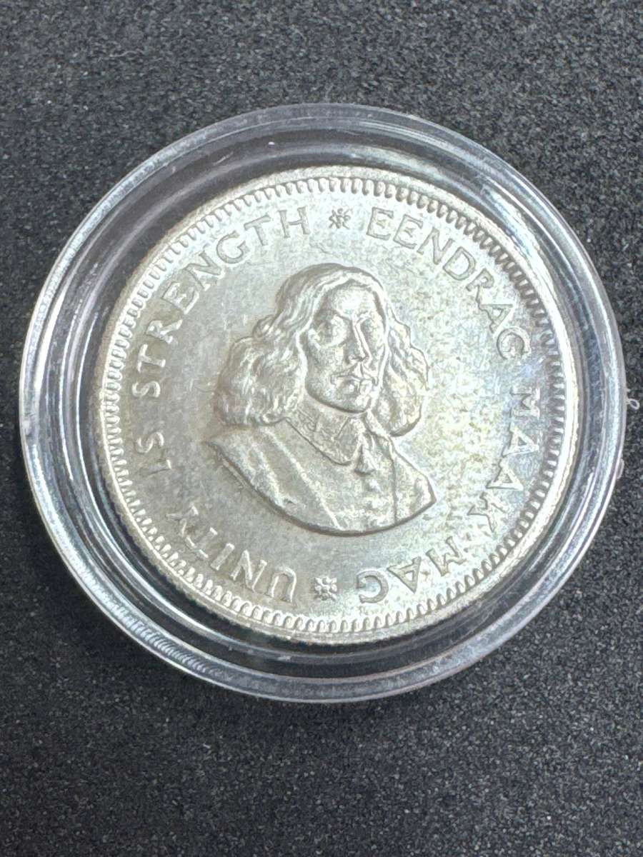 1963 South African 5c Silver Coin. UNC/AU.