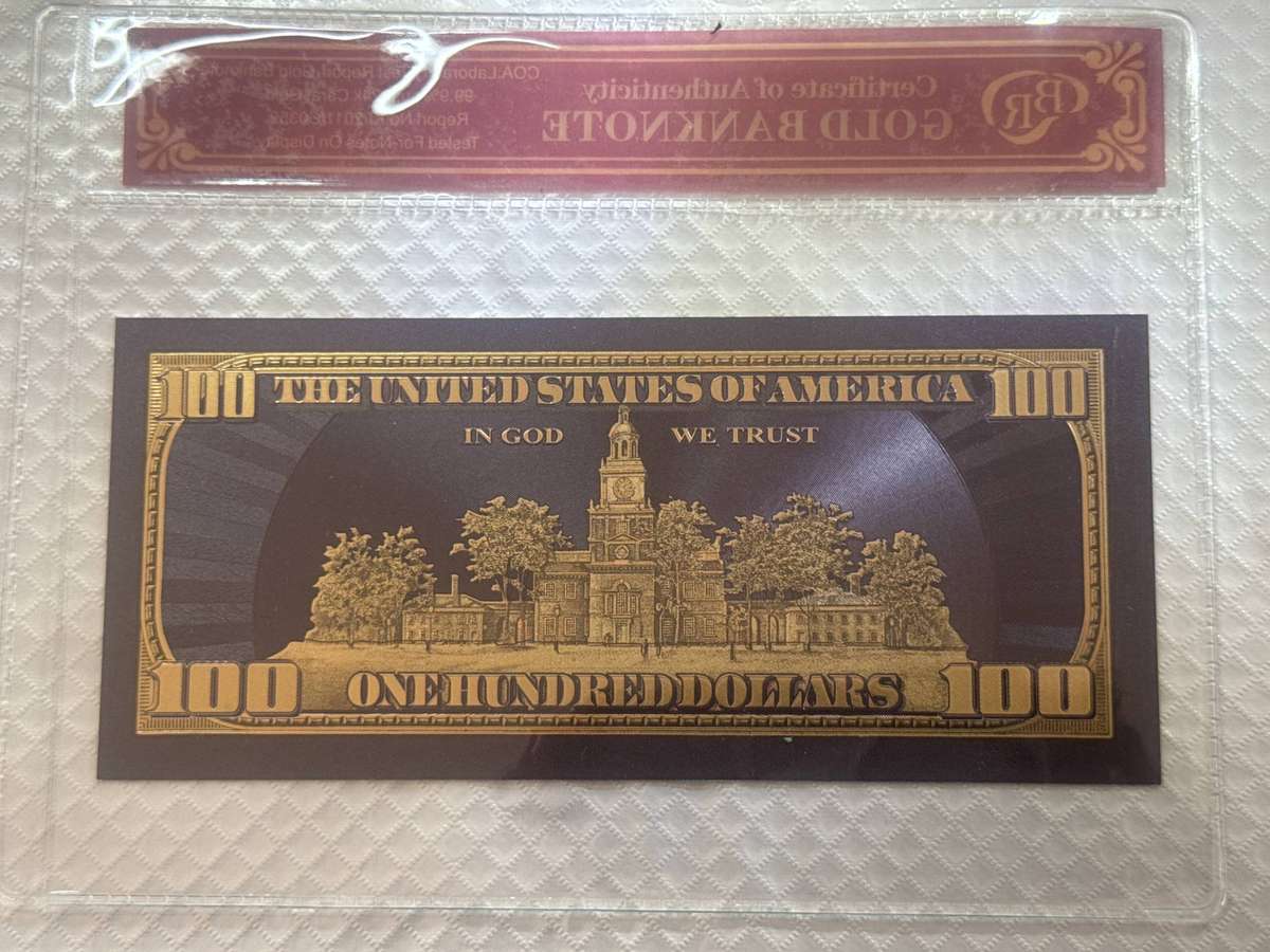 USA Old 100 Dollars,Black 24k Gold Plated Replica.