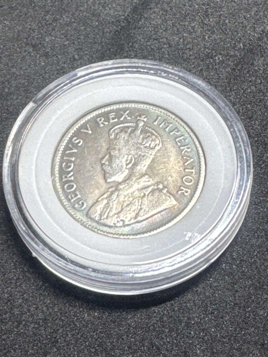 1931 South African Union One Shilling, Silver Plated Brass Replica
