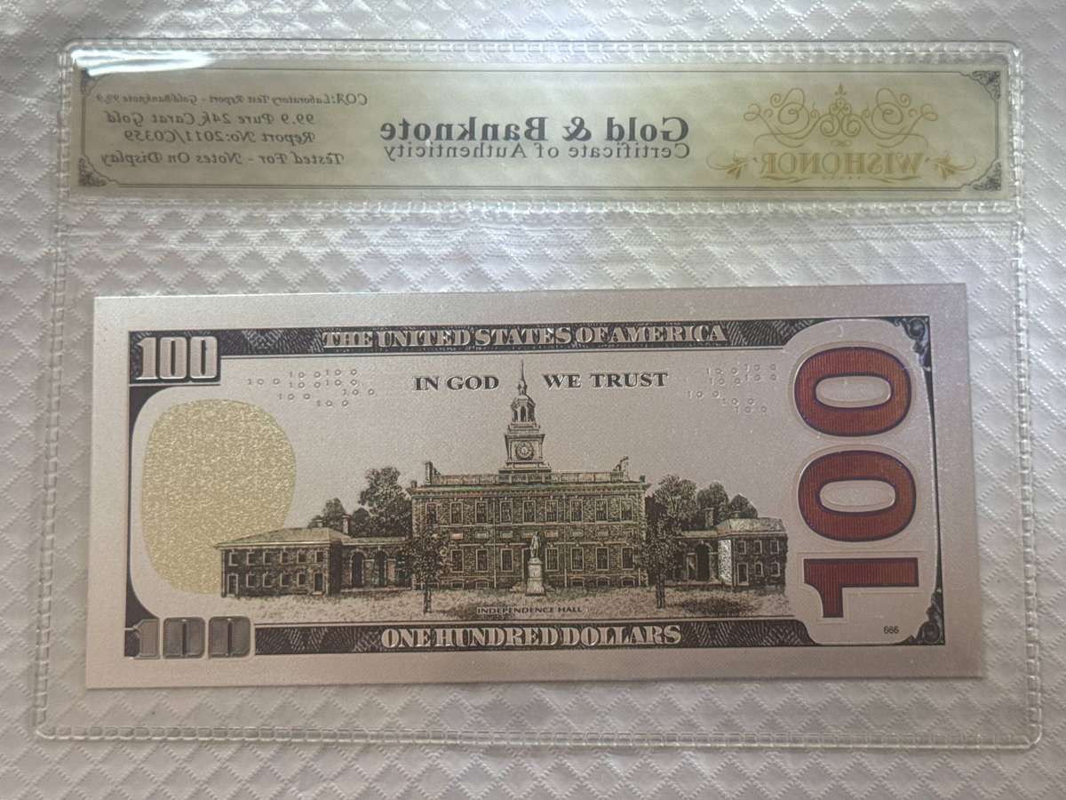 USA 100 Dollars Silver 999999 Plated Replica.