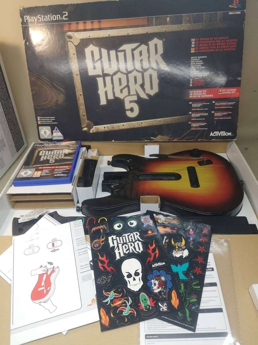 Sony PS2 Guitar Hero 5 GUITAR + GAME (COMPLETE BOX SET) Like New