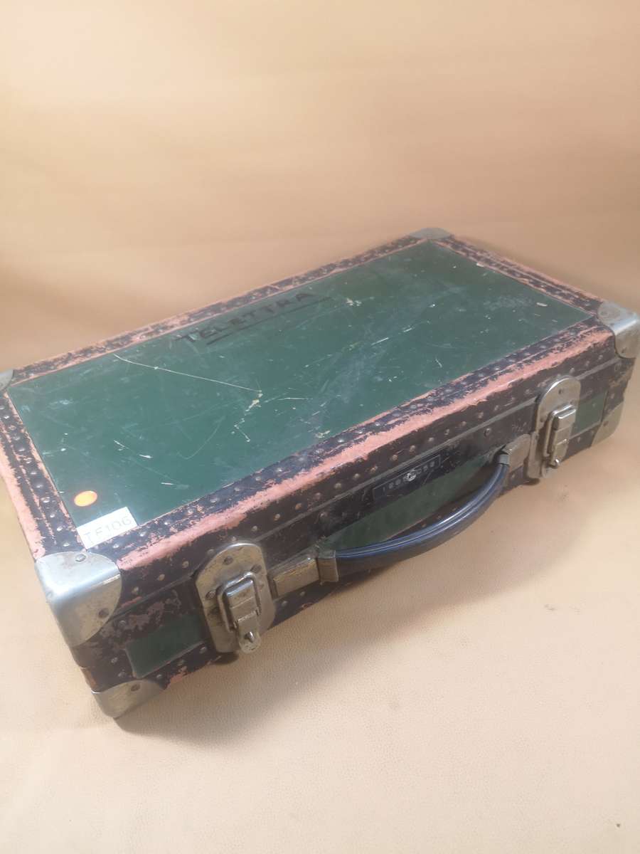 Vintage Antique Metal, Wood & Leather Suitcase (Briefcase size)