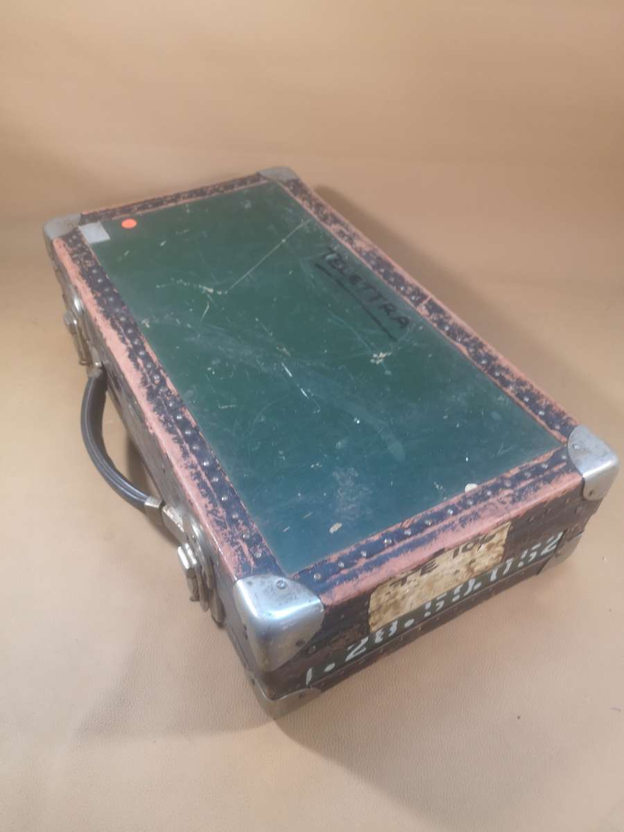 Vintage Antique Metal, Wood & Leather Suitcase (Briefcase size)
